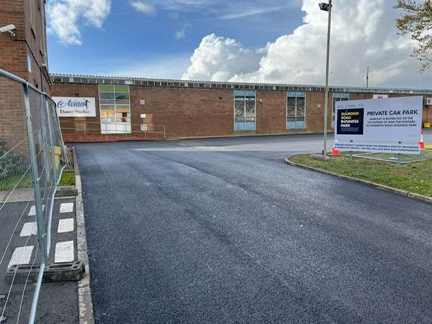 machine lay car park in norwich using a 40mm x 10 mm sma